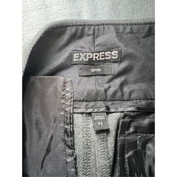 Express Pants Womens Size 4 Charcoal Gray Editor Flare Leg Mid Rise Flat Front - Picture 4 of 10